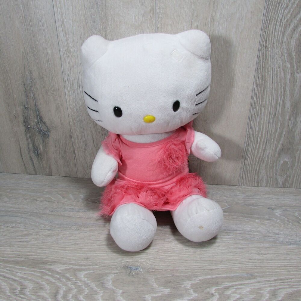 Build A Bear Sanrio Hello Kitty Plush Stuffed Animal No Bow W Pink Dress BAB